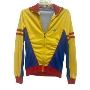 Linea Time Track Jacket Mens 34 Yellow Blue Red Vintage Made in Italy Good